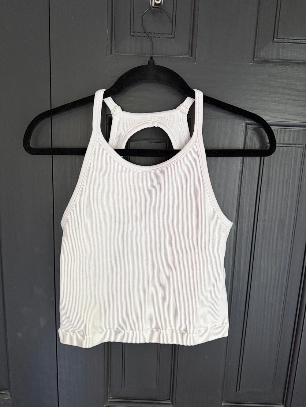 Women’s White Ribbed Racerback Tank Top